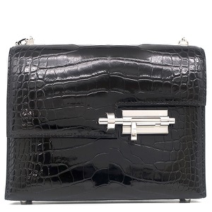 エルメス ショルダーバッグ ヴェルー チェーン ミニ アリゲーター ブラック 黒 シャイン  中古