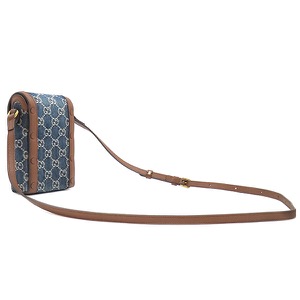 グッチ ショルダーバッグ ホースビット 1955 ミニ ショルダー レザー ブルー 青 茶 GGデニム  625615 中古