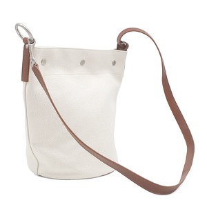 サンローラン ショルダーバッグ リヴ ゴーシュ キャンバス ホワイト 白 茶 RIVE GAUCHE 669299 中古