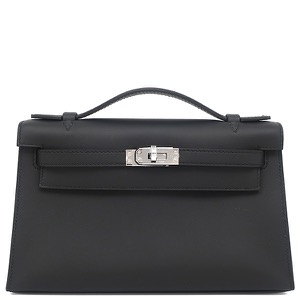 エルメス ハンドバッグ ポシェットケリー スイフト ブラック未使用 黒 ミニバッグ 中古