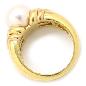 ブルガリ リング 指輪 パッソドッピオ パール K18YG ゴールド 18K YG PG コンビ 750 18金 中古