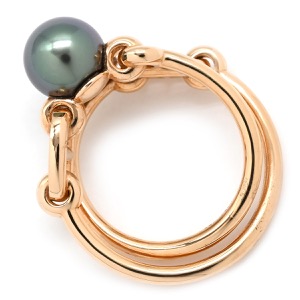 エルメス リング 指輪 アルバーティン シェーヌダンクル ブラックパール ダイヤモンド K18PG ゴールド #53 ピンクゴールド 750 シャンドラ  中古