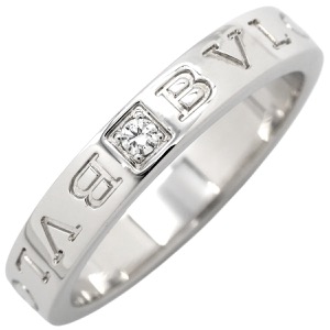 ブルガリ リング 指輪 ブルガリブルガリ ダブルロゴ K18WG シルバー 18K 750AU 1Pダイヤモンド  中古