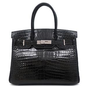 エルメス ハンドバッグ バーキン30 ポロサス ブラック 黒 クロコ  中古