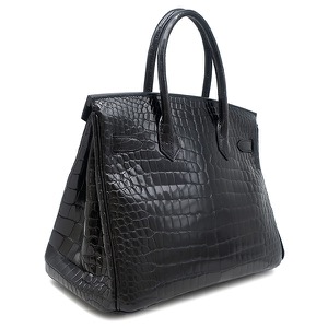 エルメス ハンドバッグ バーキン30 ポロサス ブラック 黒 クロコ  中古