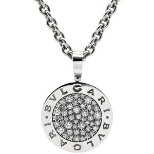 ブルガリ ネックレス ブルガリブルガリ K18WG シルバー BVLGARI ペンダント 18K 750 18金 パヴェダイヤモンド  中古
