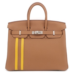 エルメス ハンドバッグ バーキン25 オフィサー トゴ ブラウン 中古