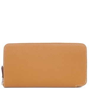 エルメス 長財布 アザップロング シルクイン ヴォーエプソン ブラウン 茶 ラウンドファスナー  中古