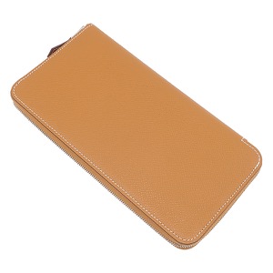 エルメス 長財布 アザップロング シルクイン ヴォーエプソン ブラウン 茶 ラウンドファスナー  中古