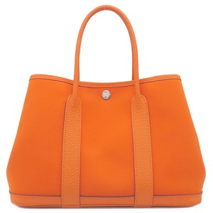 エルメス ハンドバッグ ガーデンパーティーTPM 30 トワルオフィシエ オレンジ オレンジ  中古