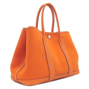 エルメス ハンドバッグ ガーデンパーティーTPM 30 トワルオフィシエ オレンジ オレンジ  中古
