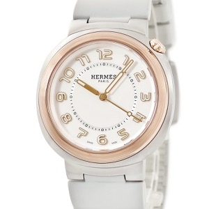 エルメス エルメスカット GM 36mm SD1.520 K18PG×SS コンビ アラビア シルバー 自動巻き