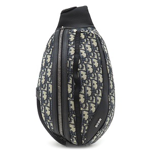 クリスチャン・ディオール ボディバッグ スカラベ レザー ブラック オブリーク ジャカード ショルダーバッグ 黒 1ESBO040YKY 中古