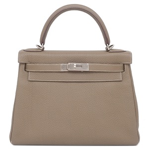 エルメス 2WAYバッグ ケリー28 内縫い トリヨンクレマンス グレー グレージュ ショルダー ハンドバッグ  中古