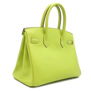 エルメス ハンドバッグ キャンディ バーキン30 ヴォーエプソン グリーン 黄緑 緑  中古