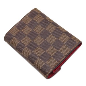 ルイヴィトン 三つ折り財布 ポルトフォイユ ヴィクトリーヌ ダミエキャンバス ブラウン 赤 茶 コンパクトウォレット N41659 中古