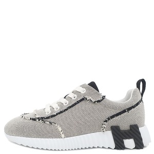 エルメス スニーカー バウンシング キャンバス ブラック #37.5 白 黒 フリンジ  H252010Z 02340  中古