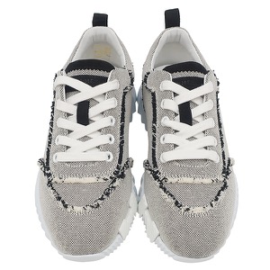 エルメス スニーカー バウンシング キャンバス ブラック #37.5 白 黒 フリンジ  H252010Z 02340  中古