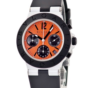 ブルガリ アルミニウム クロノグラフ AC38TA オレンジ ブラック デイト スモールセコンド 自動巻き