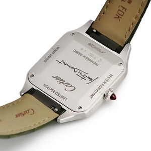 カルティエ サントス デュモン LM ラッカー WGSA0096 Pt950無垢 角型 オリーブ グリーン 限定 手巻き