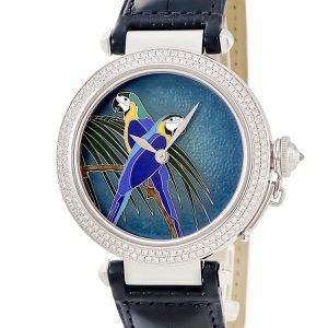 カルティエ パシャ 42 WJ124006 K18WG無垢 純正ダイヤ クロワゾネ ラウンド 限定 自動巻き