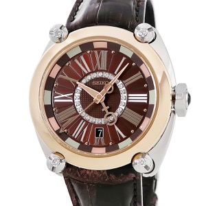 セイコー ガランテ GMT ニューゲーム ヴィクター SBLM008 8L36-00D0 K18PG×SS コンビ 純正ダイヤ 自動巻き