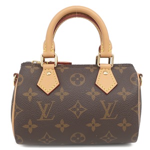 ルイヴィトン 2WAYバッグ ナノ スピーディ モノグラムキャンバス ブラウン ミニスピーディ ショルダーバッグ ハンドバッグ 茶 M81085 中古