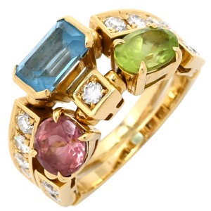 ブルガリ リング 指輪 アレグラリング K18YG マルチカラー BVLGARI 750 K18YG 18K 18金 マルチカラーストーン 中古