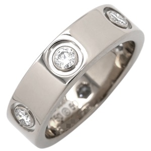 カルティエ リング 指輪 ラブリング フルダイヤ K18WG シルバー #50 LOVE Ring ホワイトゴールド WG Au750 18K 18金 6P 6石 6粒 中古