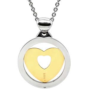 ブルガリ ネックレス トンド ハート ペンダント K18YG シルバー 750YG 18金 SS 中古