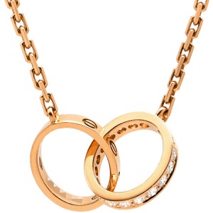 カルティエ ネックレス Love ネックレス セミパヴェ ダイヤ K18PG ゴールド 18金 750PG PG パヴェダイヤ B7013900 中古