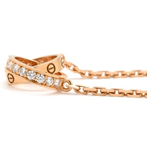 カルティエ ネックレス Love ネックレス セミパヴェ ダイヤ K18PG ゴールド 18金 750PG PG パヴェダイヤ B7013900 中古