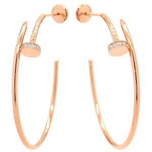 カルティエ ピアス ジュスト アン クル フープ ダイヤ LM K18PG ゴールド ラージ Au750 18K 18金 RG B8301211 中古