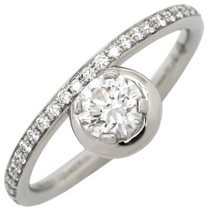 エルメス リング 指輪 Pt950 シルバー #51 Pt950 メレ 1P 1石 1粒 ダイヤ パヴェ 中古