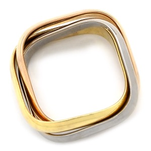 カルティエ リング 指輪 トリニティ クッション リング クラシックモデル K18WG マルチカラー #49(JP9) 3連 3カラー スクエア B4240600 中古