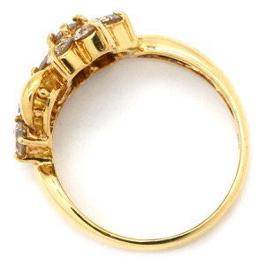 リング 指輪 ダイヤ 1.0ct K18YG ゴールド Au750 18K 18金 10P 10石 10粒 フラワーモチーフ 花 パヴェダイヤ クラスターセッティング  中古