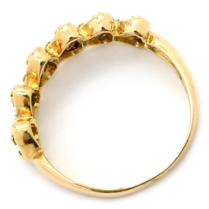 リング 指輪 ダイヤ 0.3ct K18YG ゴールド Au750 18K 18金 メレダイヤ 18P 18石 18粒 ハートモチーフ 一文字デザイン  中古