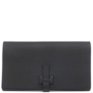エルメス 長財布 Hパッサン トゥタンマン ヴォーエプソン ブラック 二つ折り 中古