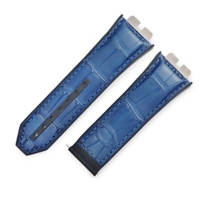 ウブロ 腕時計パーツ ビッグバン ウニコ 411用 クロコ×ラバーバンド クロコダイル ブルー 純正 替え ベルト ストラップ 28mm ブルー ネイビー 中古