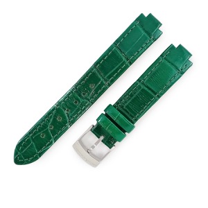 ルイヴィトン 腕時計パーツ タンブール用 クロコバンド 純正SS製尾錠付き クロコダイル グリーン 純正 替え ベルト 15mm ヴェール シャイニー 艶 中古