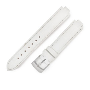 ルイヴィトン 腕時計パーツ タンブール用 クロコバンド 純正SS製尾錠付き クロコダイル ホワイト 純正 替え ベルト 15mm ホワイト 白 シャイニー 艶 中古
