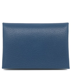 エルメス カードケース カルヴィ デュオ シェーブル ネイビー フラグメントケース  中古