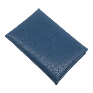 エルメス カードケース カルヴィ デュオ シェーブル ネイビー フラグメントケース  中古