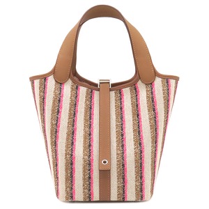 エルメス ハンドバッグ ピコタンロック PM ブロドゥリー クーヴェルチュール トワルアッシュ マルチカラー未使用 茶  中古