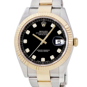 ロレックス デイトジャスト 41 126333G ランダム番 K18YG×SS コンビ 純正ダイヤ ブラック 自動巻き