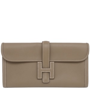 エルメス クラッチバッグ ジジェエラン29 スイフト グレー グレージュ 中古