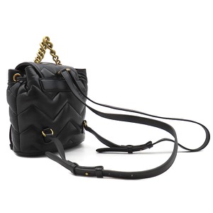 グッチ リュック・デイパック GGマーモント ミニ バックパック レザー ブラック 黒 キルティング 777253 中古