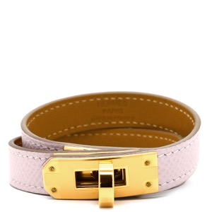 エルメス ブレスレット ケリードゥブルトゥール ヴォーエプソン ピンク T2 2重 2連 レザーブレス  中古