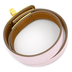 エルメス ブレスレット ケリードゥブルトゥール ヴォーエプソン ピンク T2 2重 2連 レザーブレス  中古