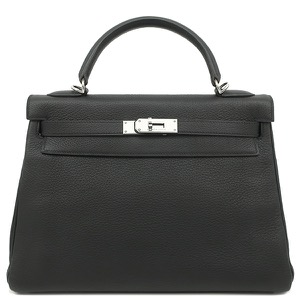 エルメス ハンドバッグ ケリー32 内縫い トリヨンクレマンス ブラック 黒 リカラー有 中古